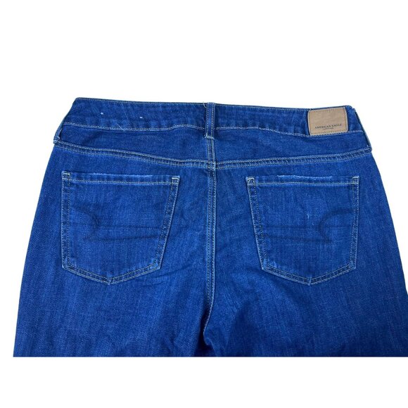 American Eagle Outfitters Women's Blue Jeans Tom Girl Distressed Button Up Pants - Picture 7 of 9